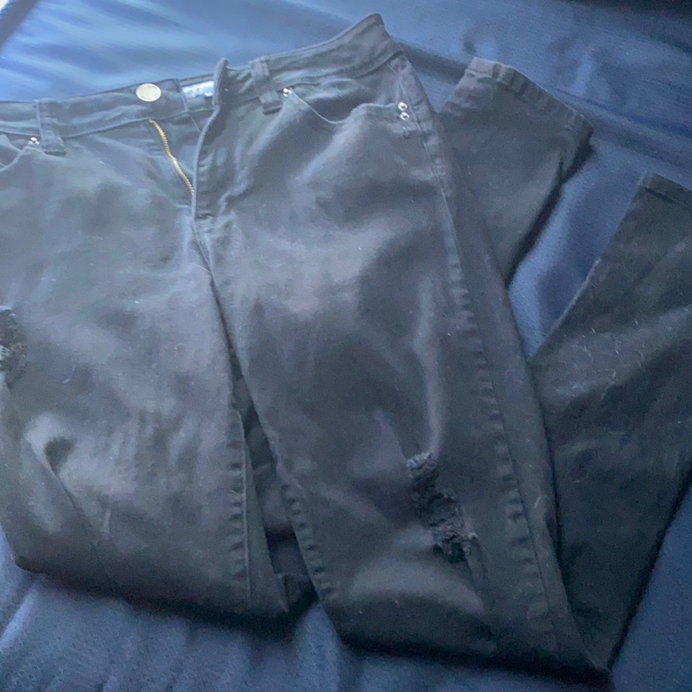 Distressed black jeans